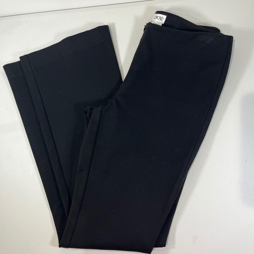Vtg Cache Trousers Sz 0 Black Flare Leg High Waist Dress Pants Y2K 90s Retro